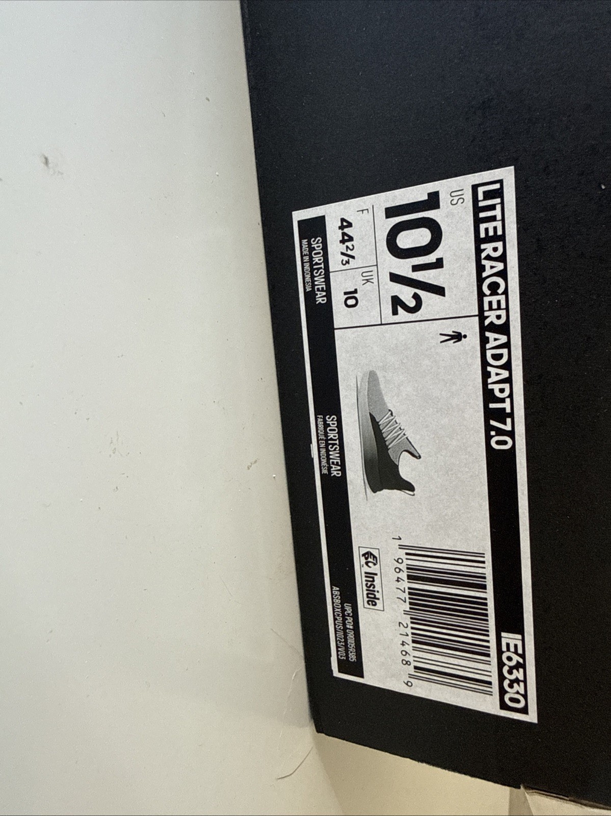 Adidas Lite Racer Adapt 7.0 White/black, Men’s 10.5, brand New With Box