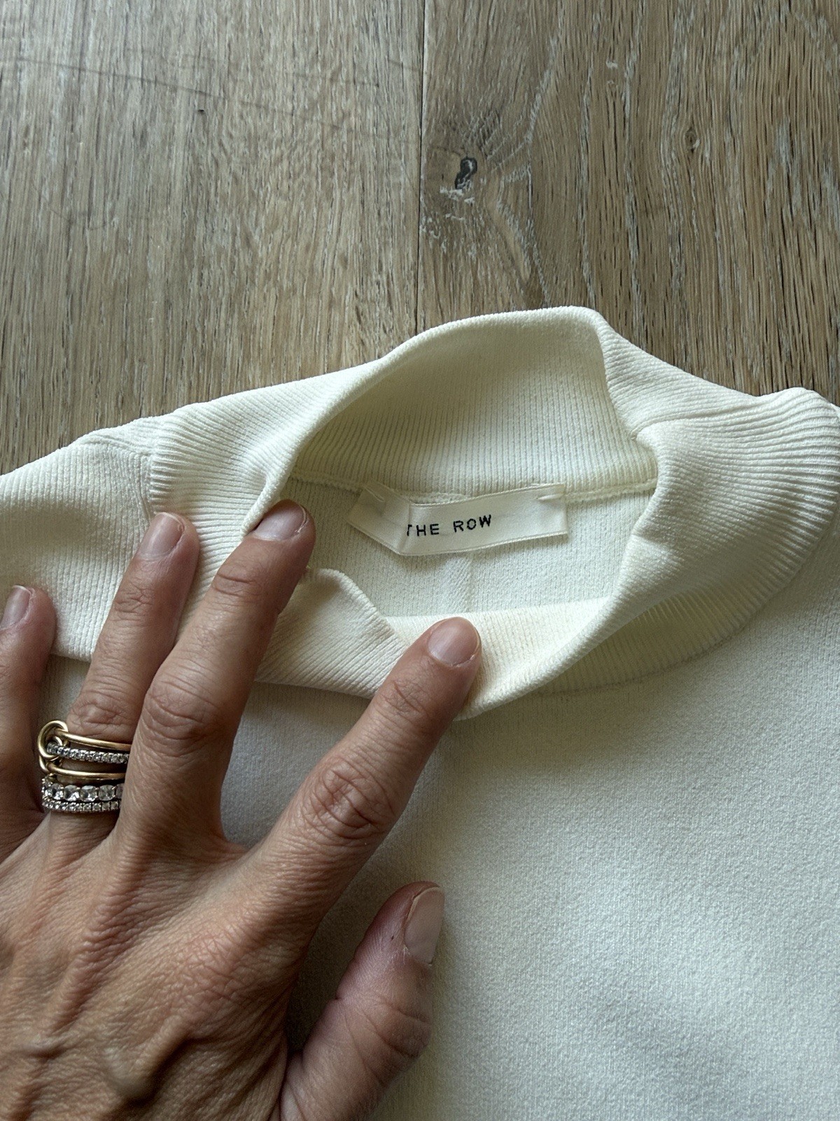 The Row White/bone Long Sleeve Mock Neck Top XS Excellent Condition