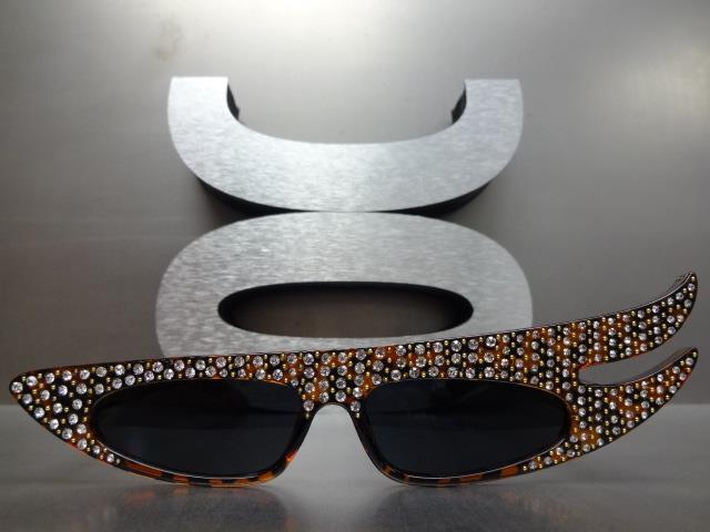 Unique Funky RETRO Style SUN GLASSES Tortoise Frame Bling Crystals Rhinestones