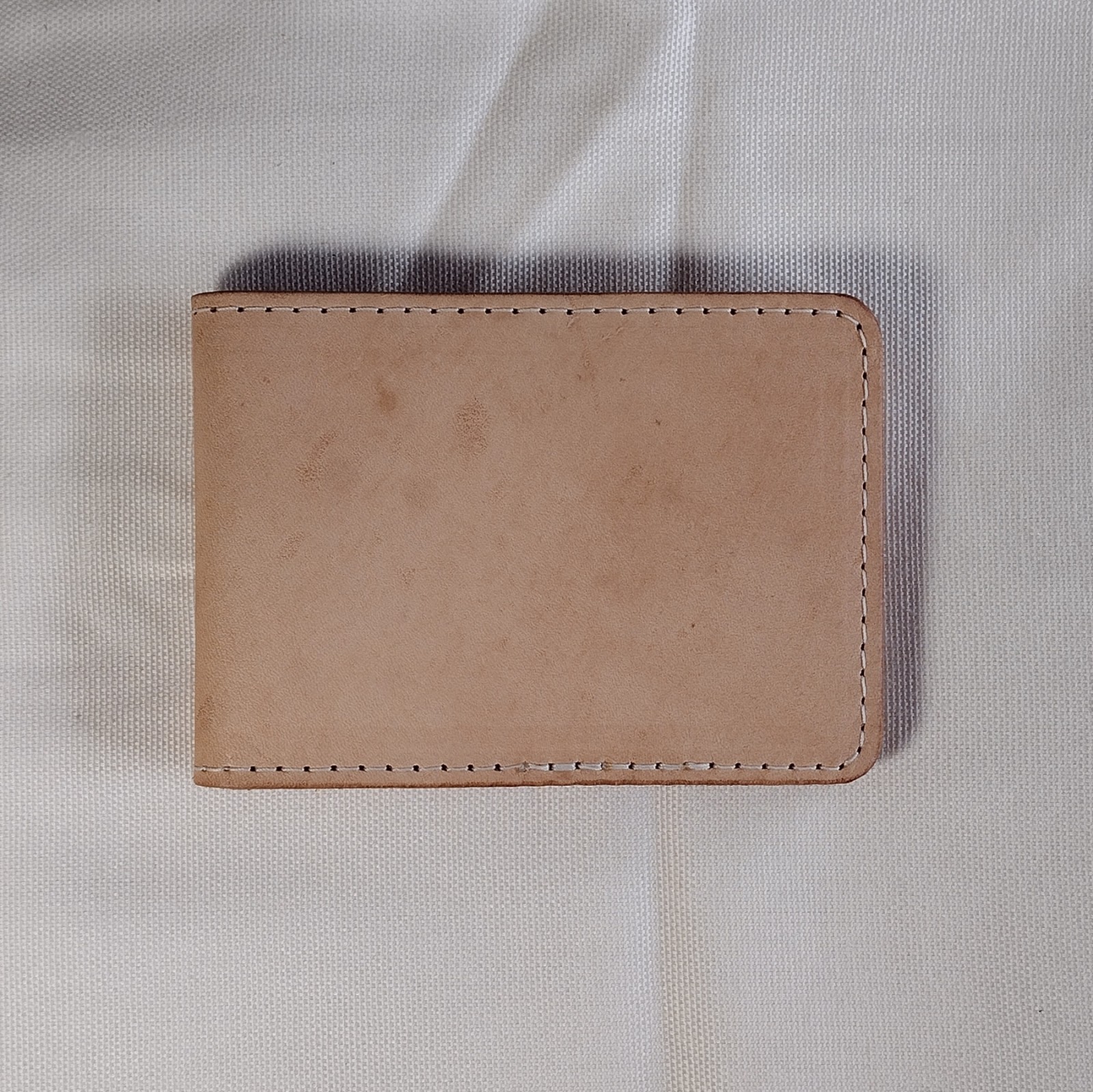 handmade real leather card holder natural veg tan minimalist bifold