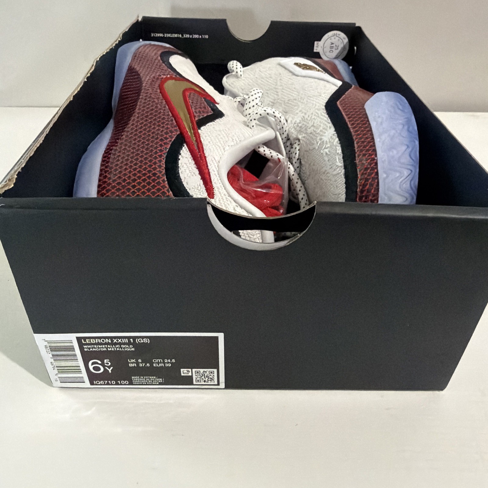 Nike LeBron XXIII 23 Grand Opening White Red Gold HJ5629-100 sz 6.5 Men’s