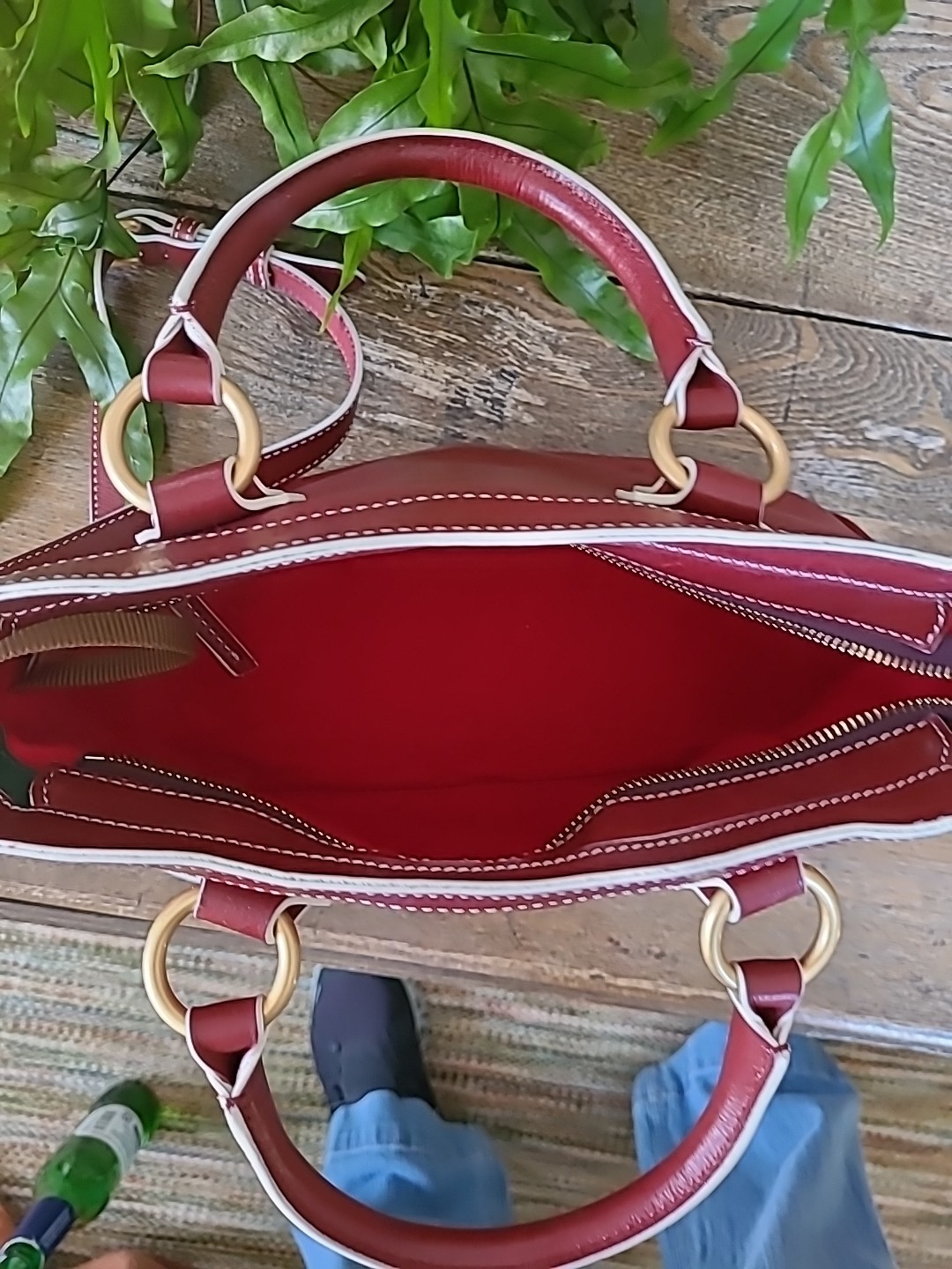 Dooney & Bourke Red Large Florentine Shopper Leather Handbag Crossbody Dust Bag