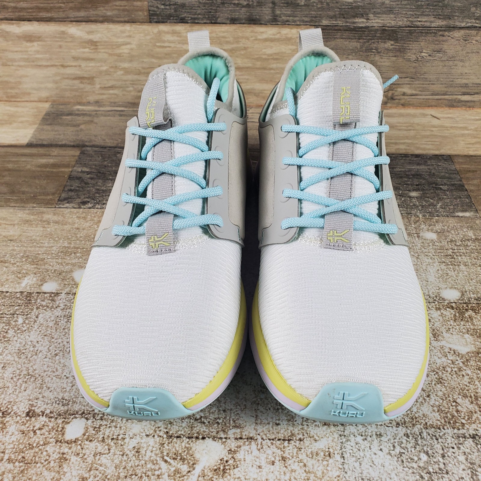 Kuru Atom Womens Shoes Sz 7.5 M Athletic Bright White Ice Blue Lace-Up Sneakers