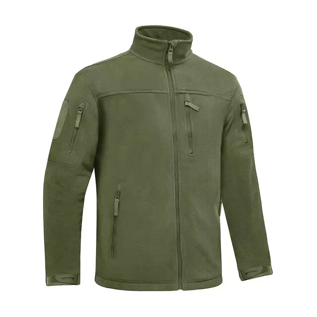 Tactical Mens Jacket Fleece Full-Zip Windproof Coat Outdoor Hiking Work Casual
