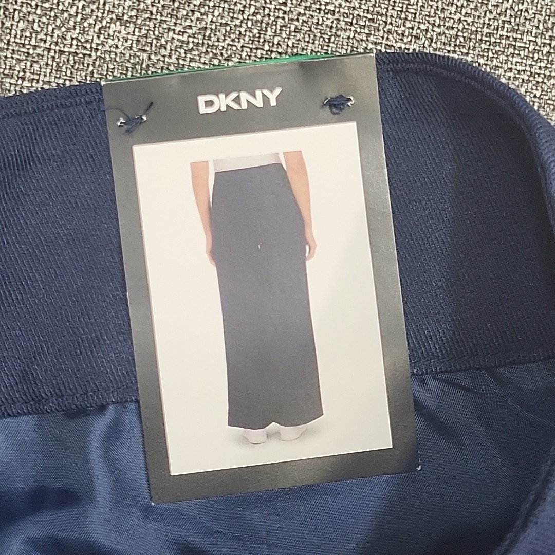 DKNy Womens Button Zip Fly Belted Wide Leg Pants Size 12 Navy Blue w Pockets