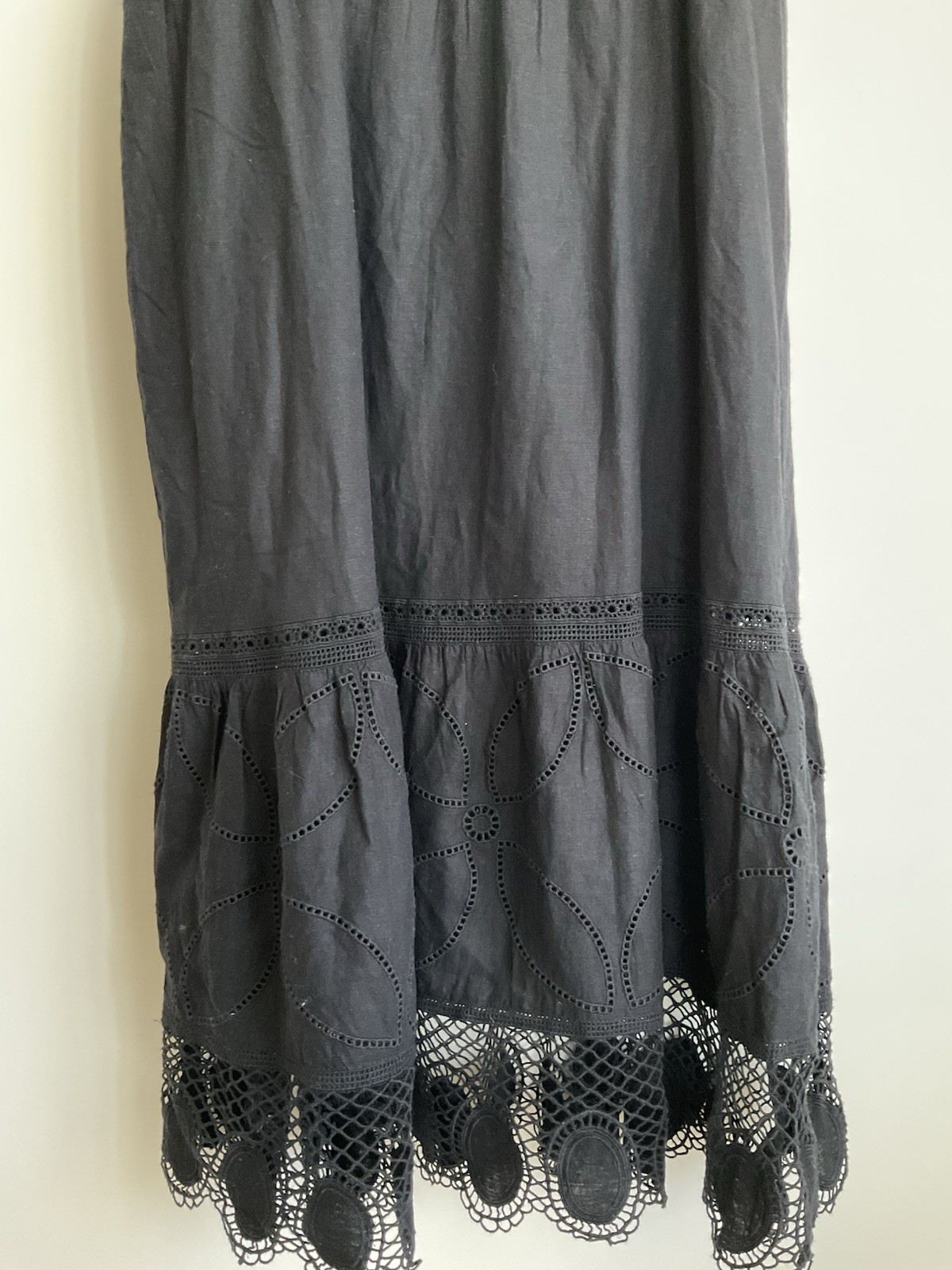 NWT Ann Taylor Loft Lace Linen Embroider Midi Sun Dress SIZE 16 Boho Brunch Lux