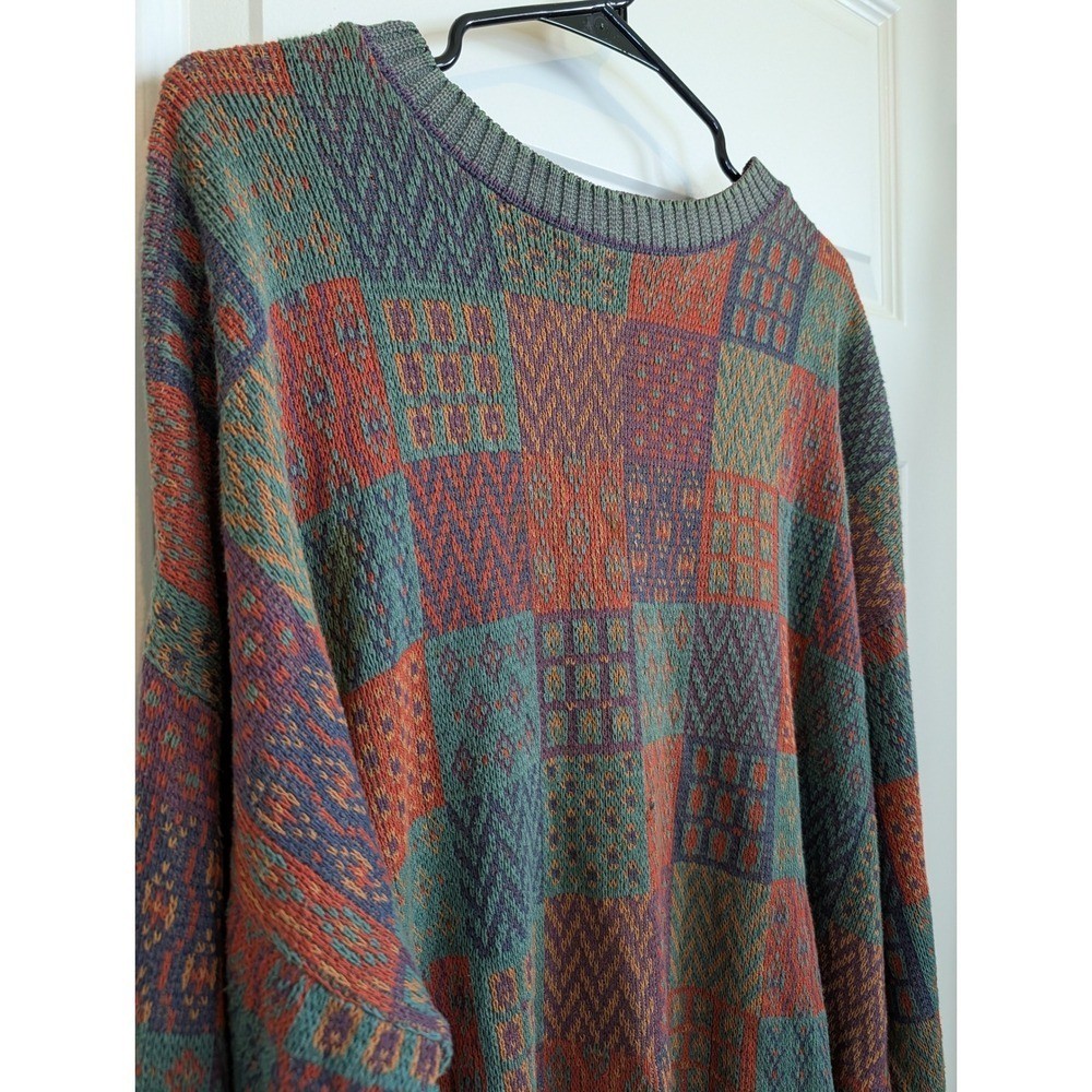 Crossings Geometric Patchwork Knit Sweater
