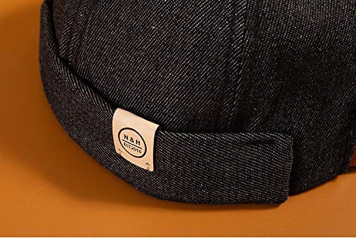 Docker Cap Men Brimless Hats Beanie Rolled Cuff Retro Sailor Hat with Adjustable