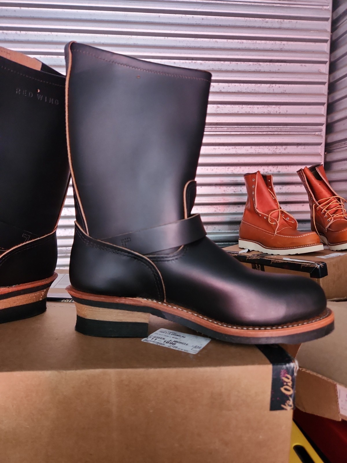 Red Wing 9268 Engineer Boots Klondike Leather, Black, Steel Toe, Size 8.5 D