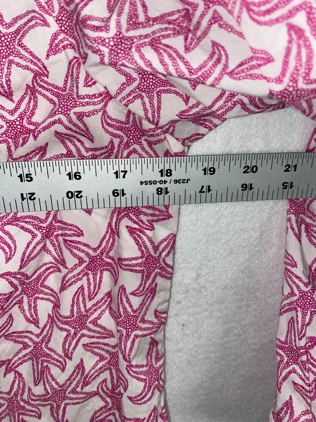 Talbots White Pink Starfish Print Roll Tab Sleeve Button Up Pocket Sz S Petite