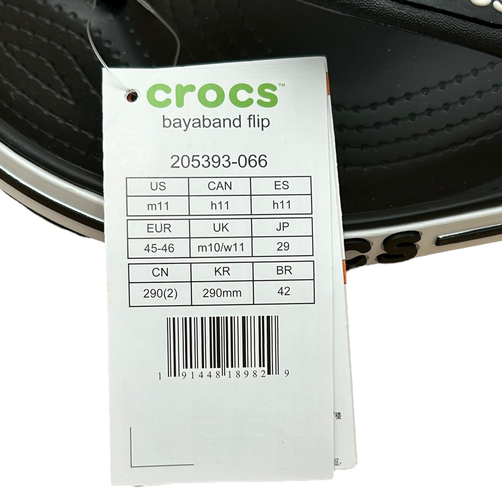 Crocs Mens Bayaband Flip Flop Sandal Size 10-11 Black Water Friendly Lightweight