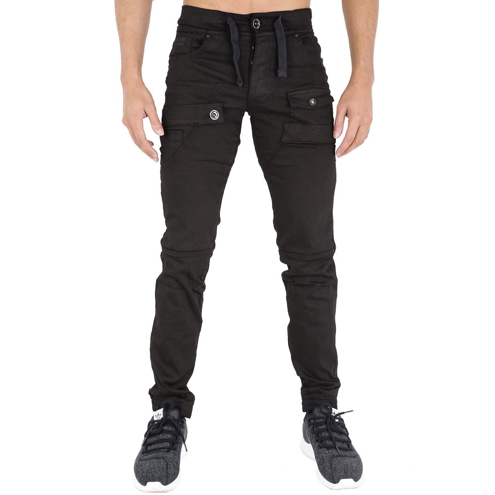 COMBAT CARGO PANTS FOR MEN CUFFED CHINO JOGGERS BLACK 28 30 32 34 36 38 40