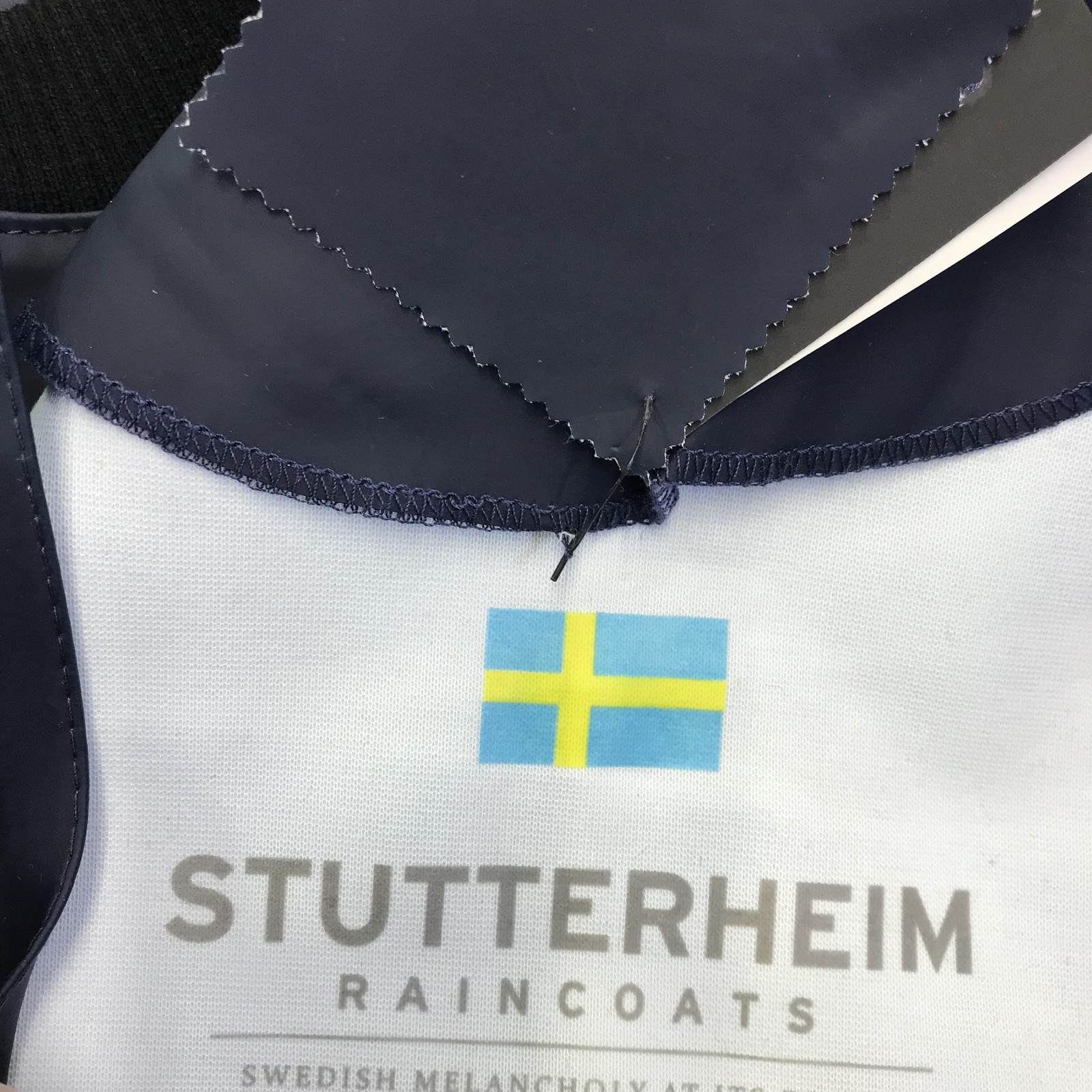 Stutterheim Jacket Mens Medium Navy Blue Bomber Raincoat Waterproof Coat