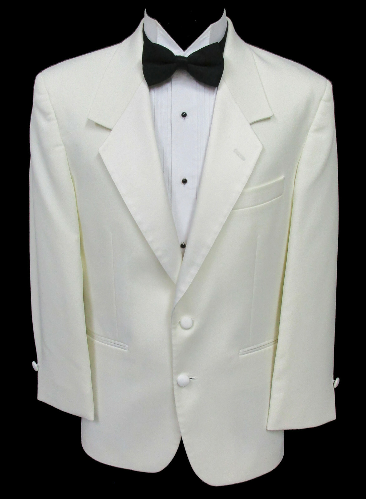 Men’s Ivory Tuxedo Jacket Two Button with Satin Notch Lapels Free Shipping