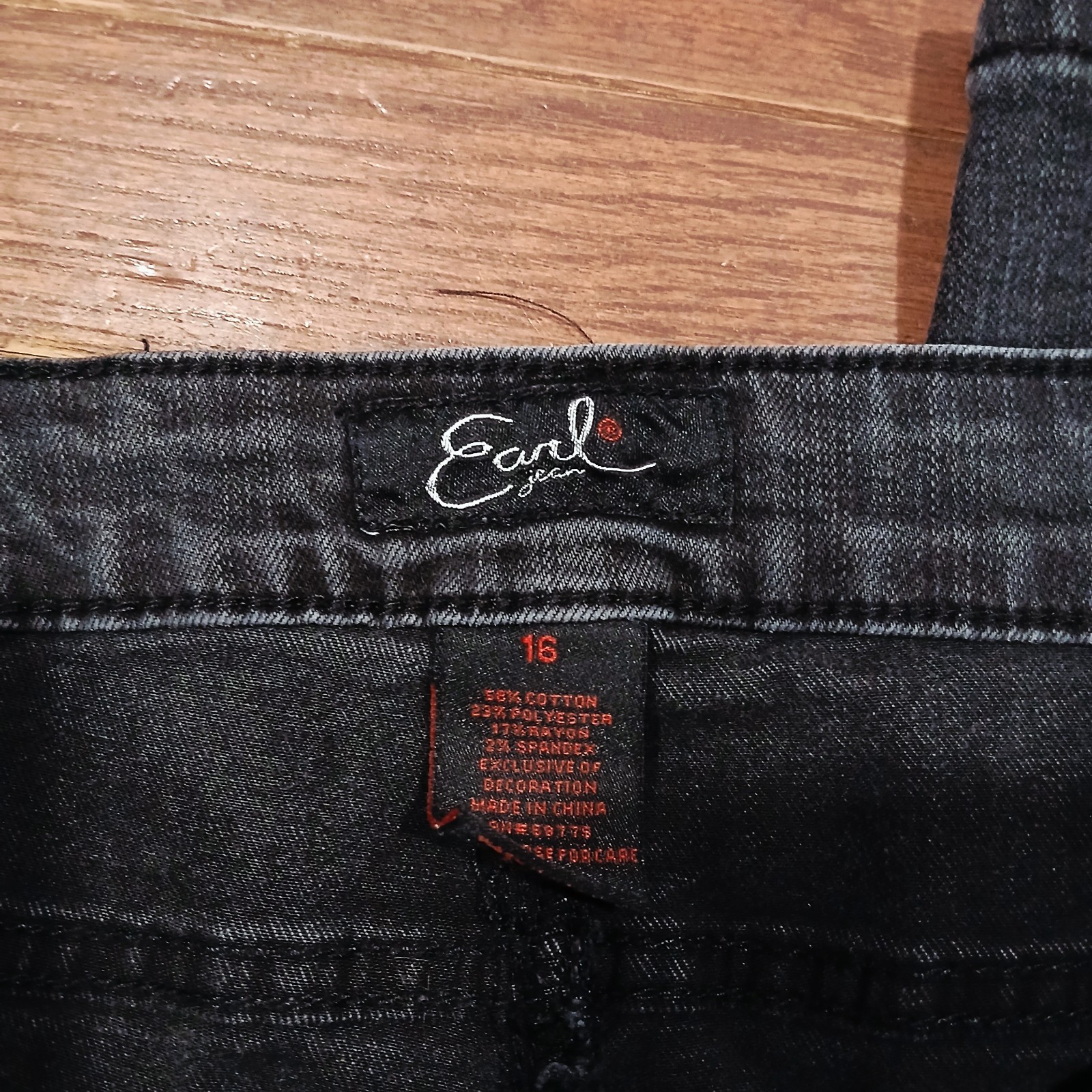 Earl Jean Womens Straight Leg Skinny Black mid rise jeans Sz 16 Western Summer