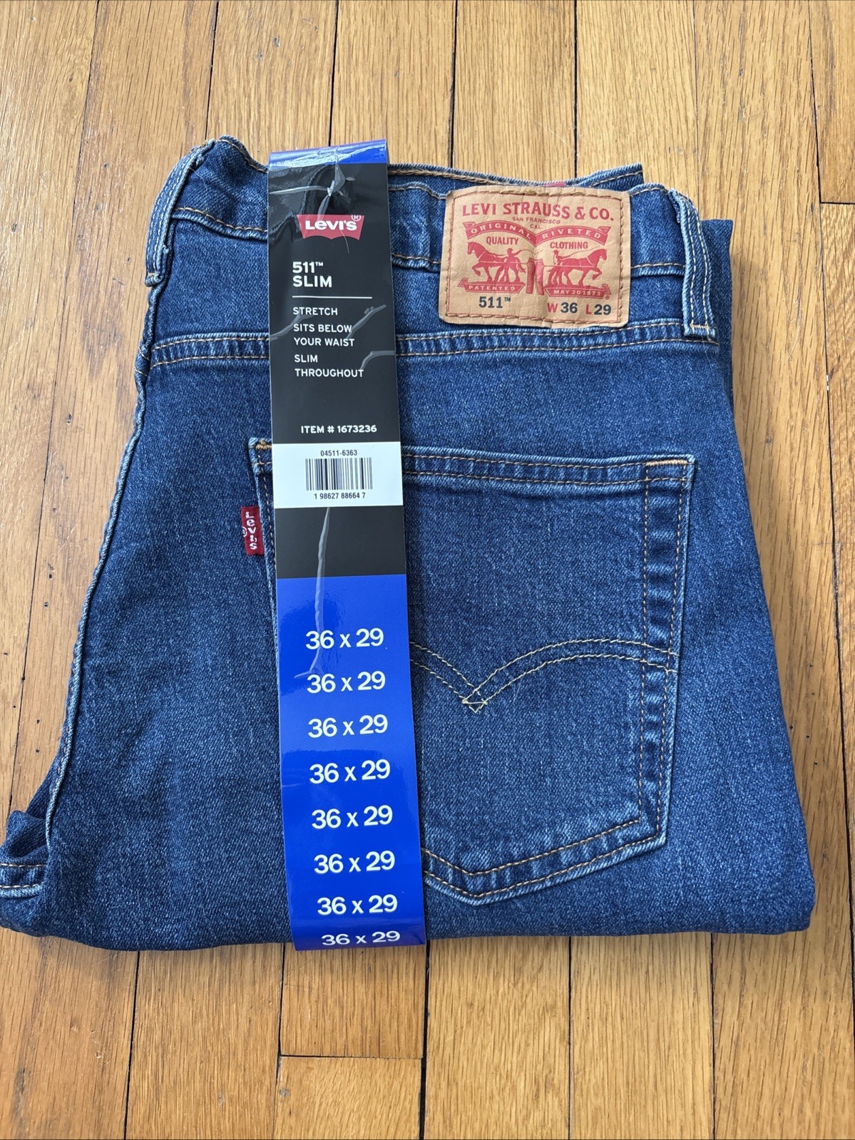 Levi’s 511 Slim Fit Men’s Jeans Stretch, 36×29, Red Tag, NWT
