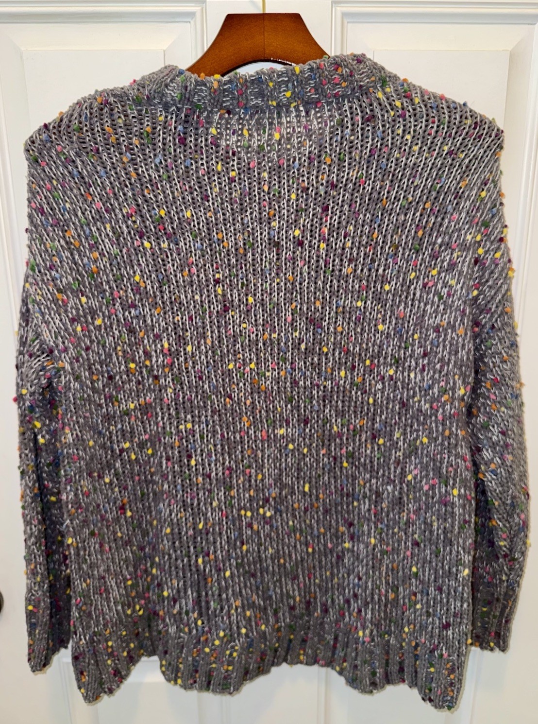 Seven 7 Womens Knit Polyester Blend LS Mock Neck Gray Colorful Dotted Sweater M