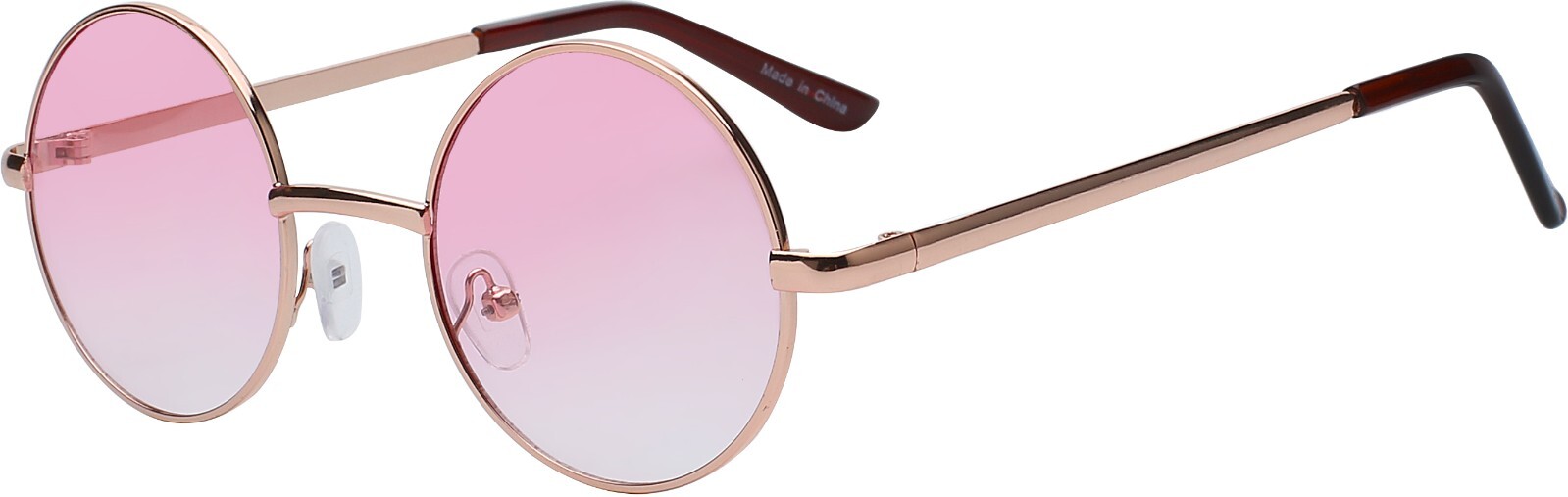 ROUND SUNGLASSES PINK TINTED COLORED LENS 43mm METAL FRAME ONE PAIR