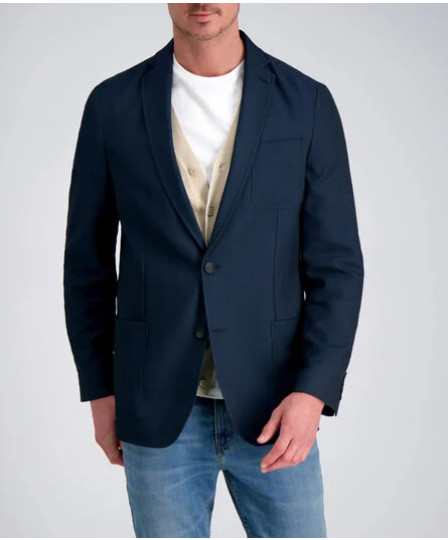 Haggar Mens Smart Wash Birdseye Sport Coat Jacket Blazer Dark Navy (Q92K)