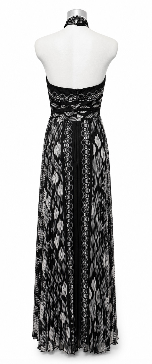 NWT WHITE HOUSE BLACK MARKET WHBM IKAT PRINT HALTER MAXI HALTER DRESS SZ 6