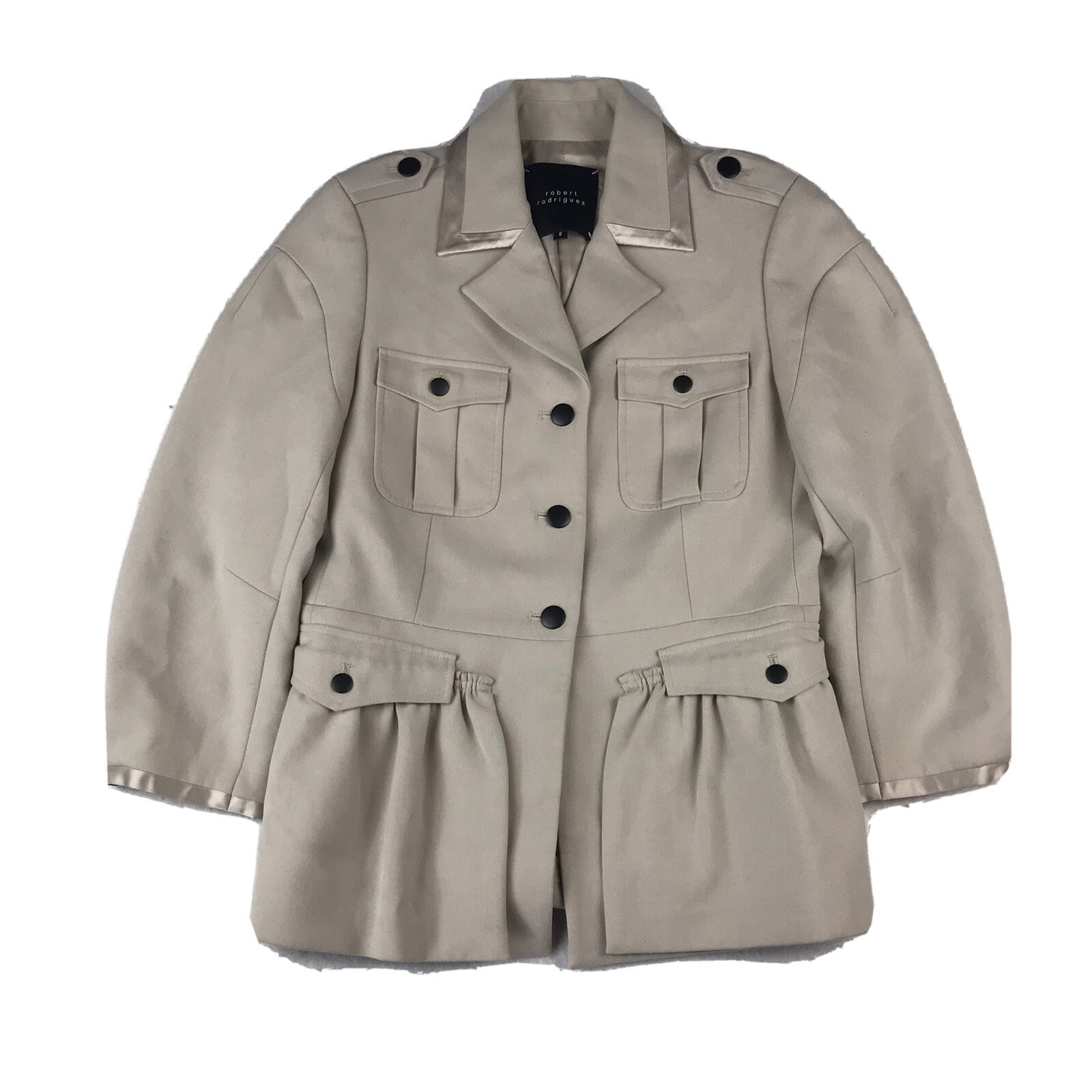 Robert Rodriguez Jacket Women’s 6 Beige Lined Coat Pockets Classy *