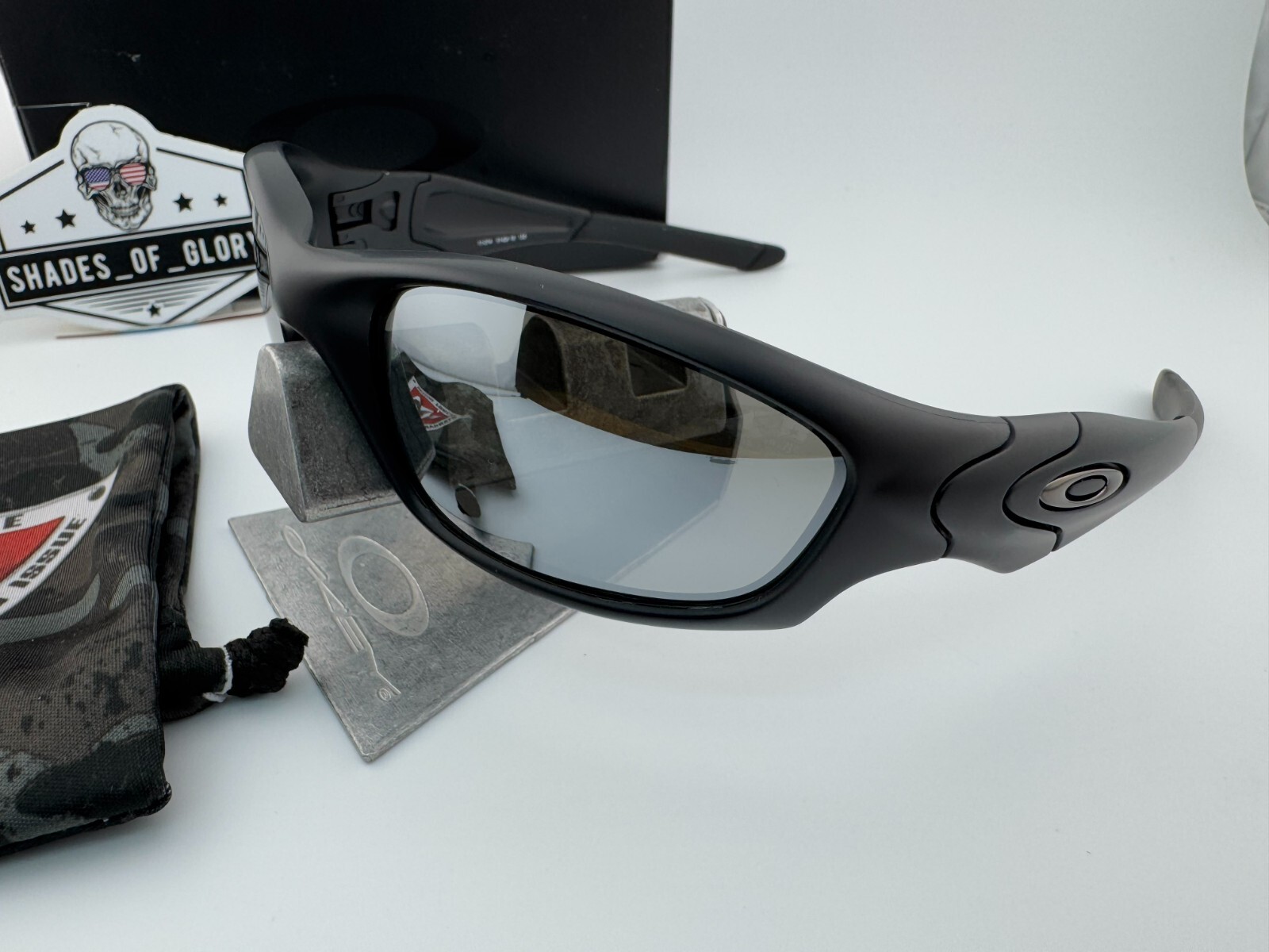 OAKLEY STRAIGHT JACKET MATTE BLACK SILVER POLARIZED GALAXY AFTERMARKET SUNGLASS