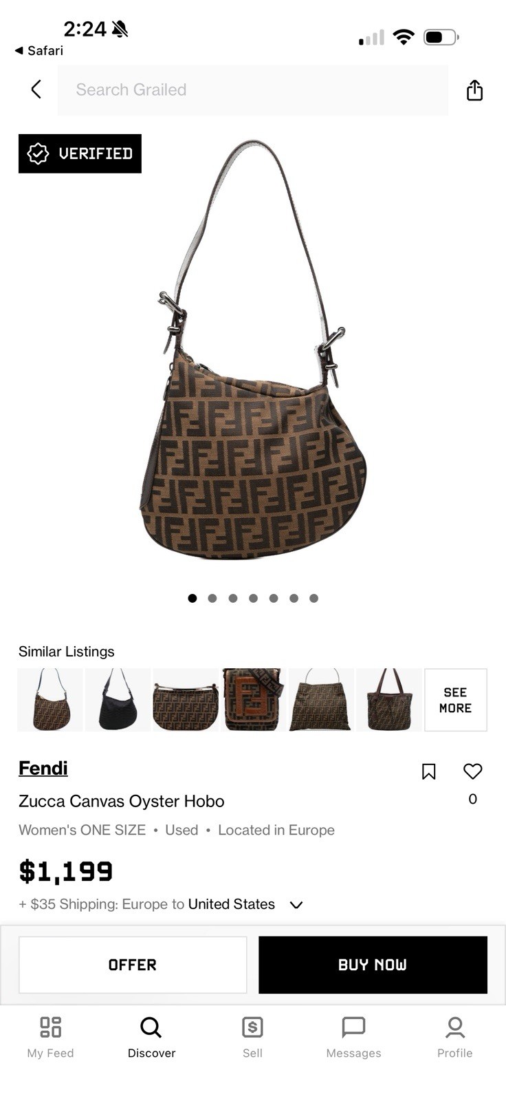 Fendi Zucca Y2K era Hobo Shoulder Bag early 2000s model