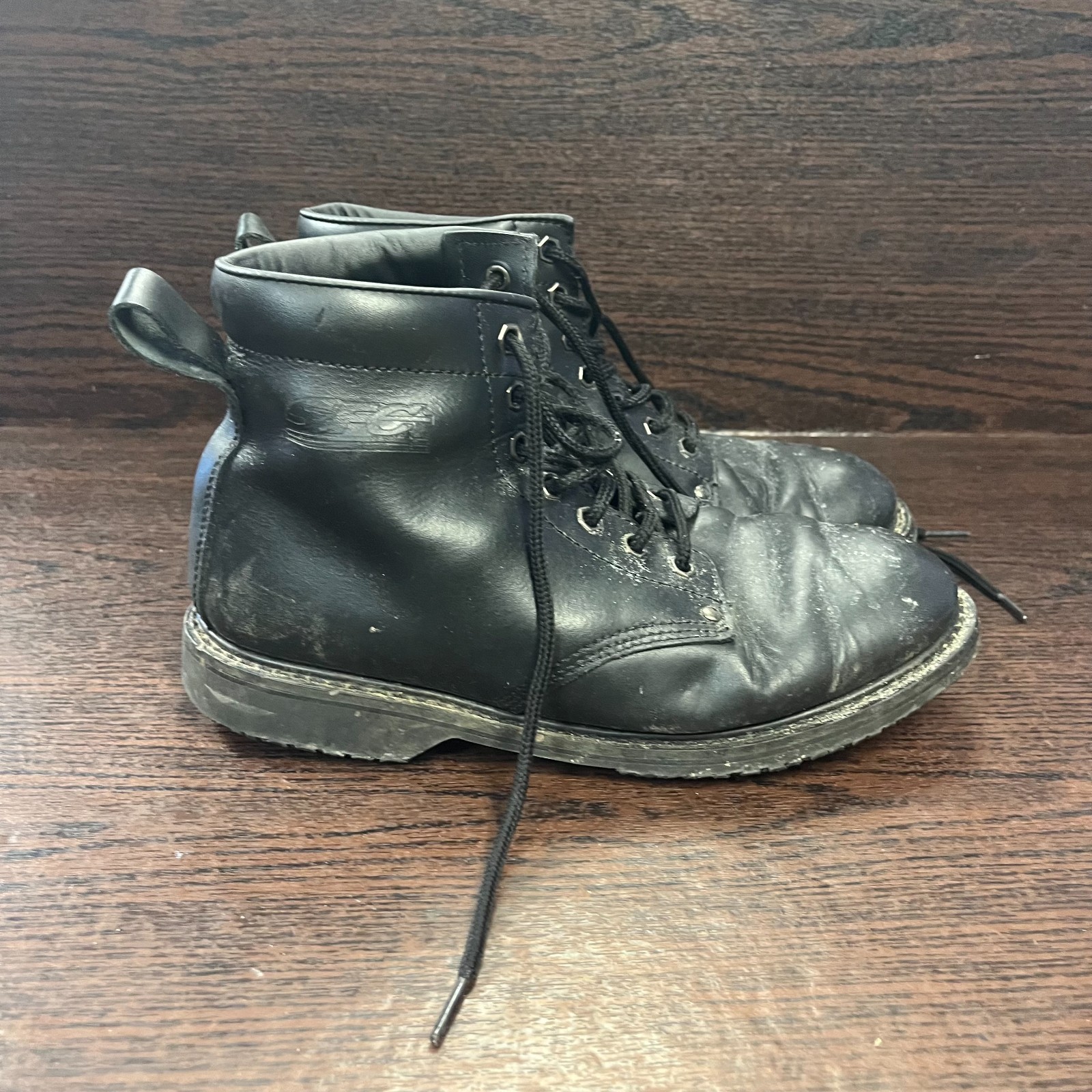 Shoes For Crews Men’s 8081 Work Boots Size 9 Black Leather Slip Resistant Safety