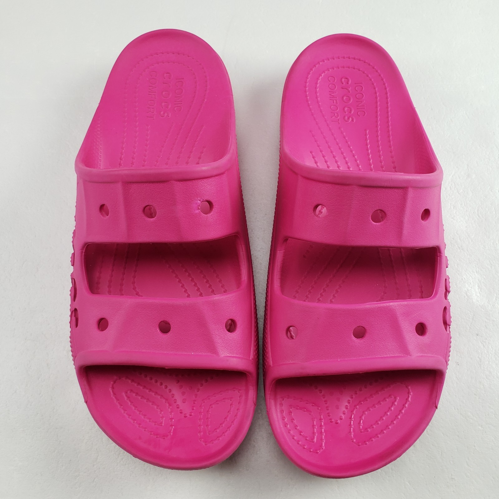 Crocs Baya Slide Sandal Mens 13 Pink Double Strap Slip On Comfort Shoe