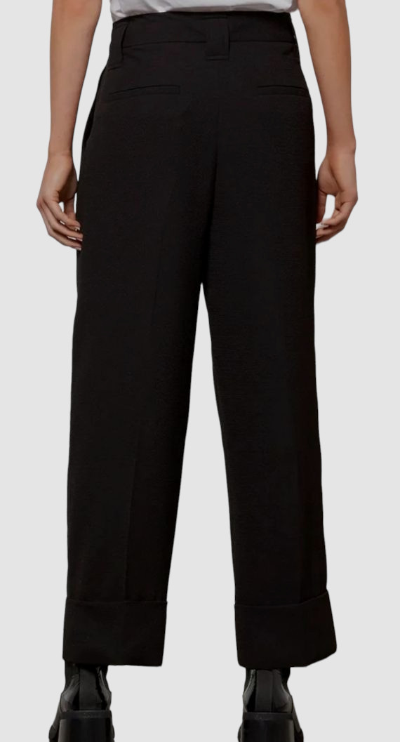 $275 Ganni Women’s Black Drapey Structured Pleated Trouser Pants Size EU36/US4