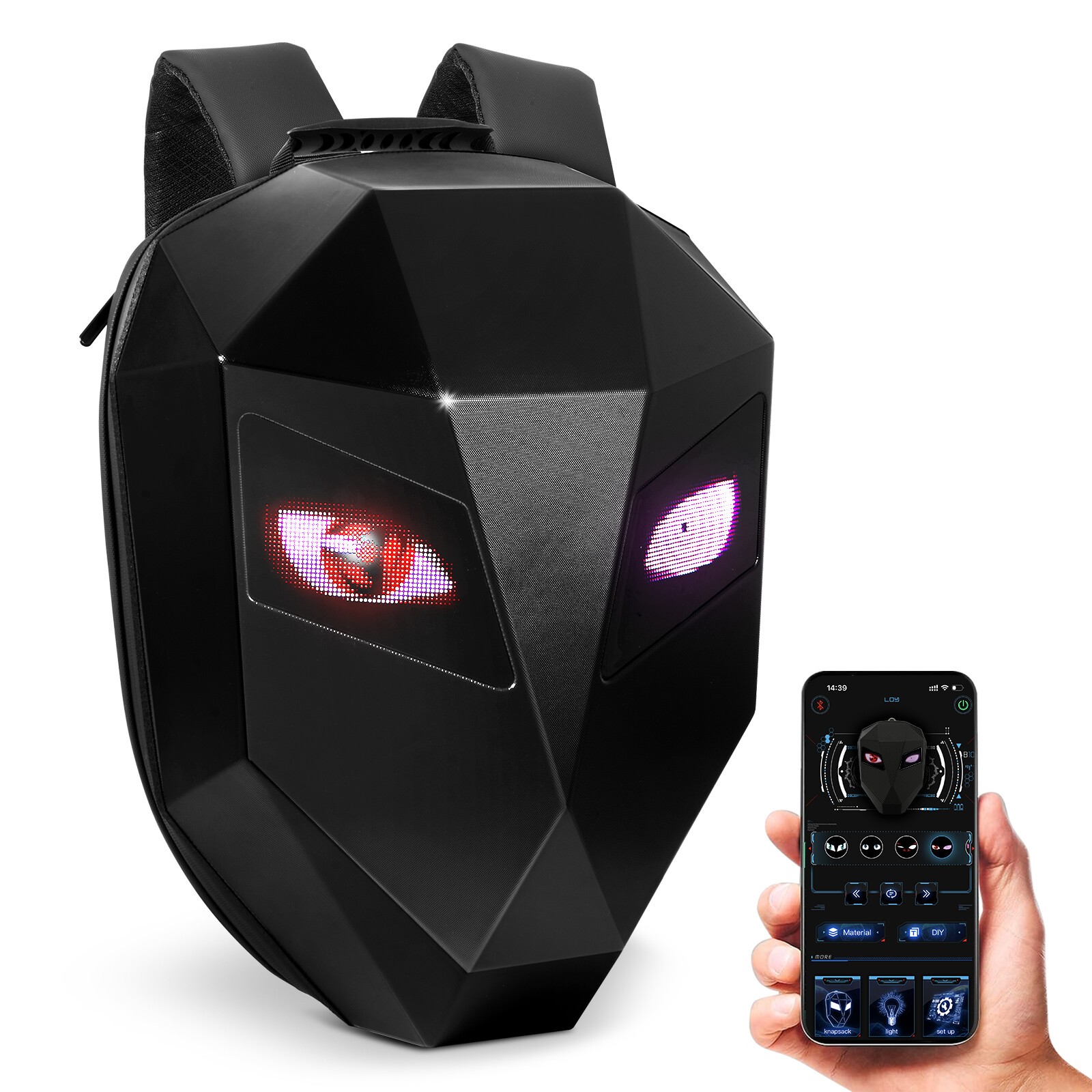 Motorcycle LED Knight Backpack Laptop Bag DIY programming Backpack 3D Waterproof