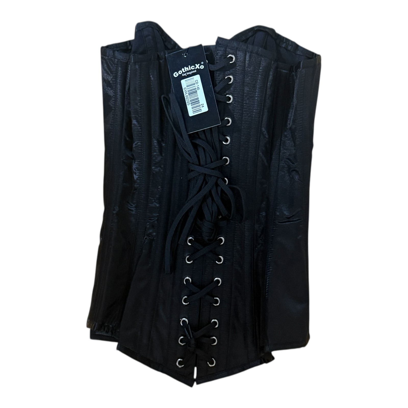 GothicXO Corset Underbust Black Glossy Lace Up Corset Size 24 New With Tags