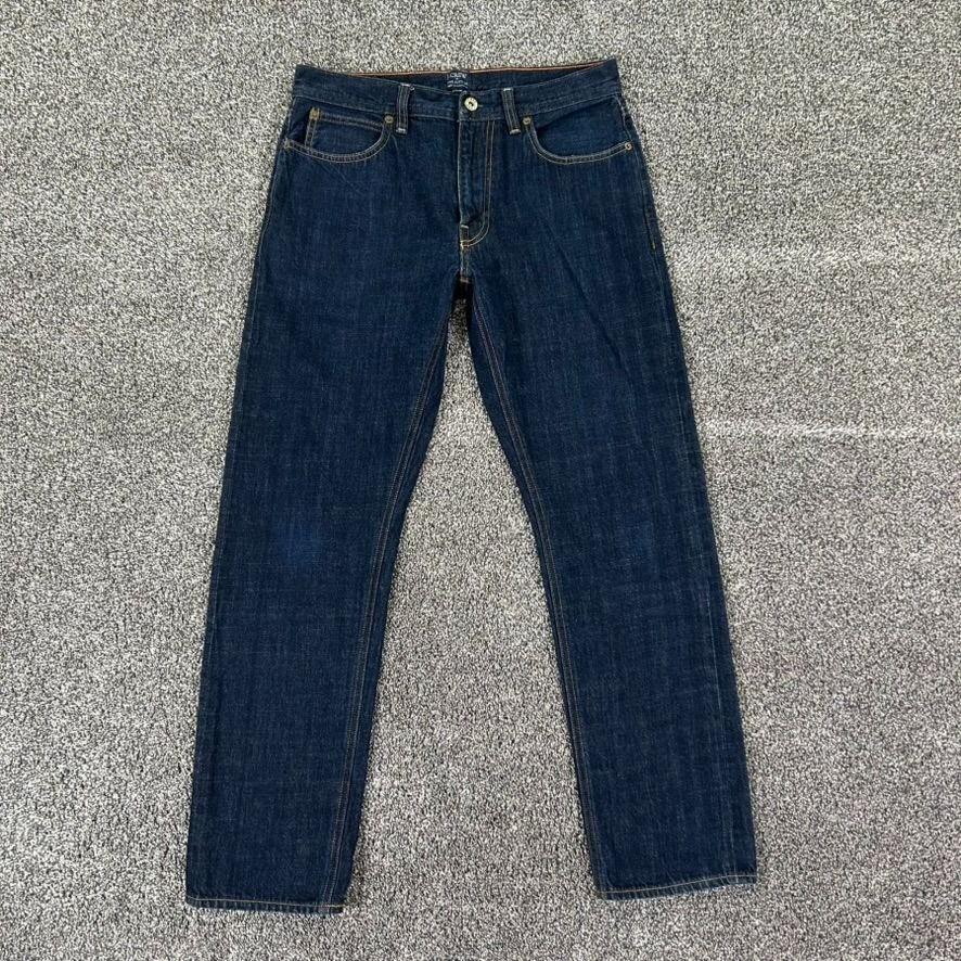 J Crew The Sutton Selvedge Red Line Raw Denim Jeans Mens 30×30 Dark Indigo Wash