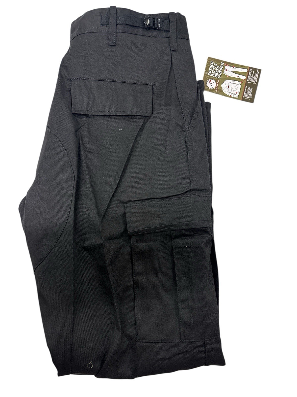 Rothco 7971 Unisex Black BDU Pants Military Style Button Fly Cargo Medium NWT