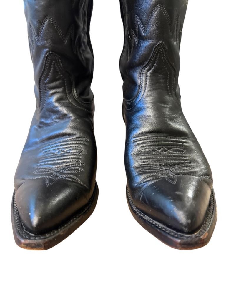 Vintage J Chisholm Black Leather Cowboy Boot Women size 6.5