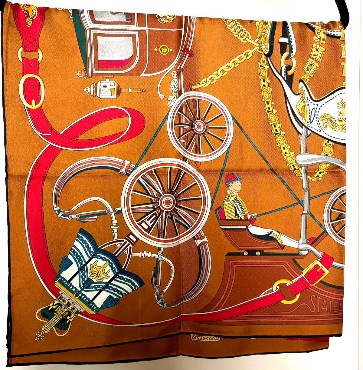 34″ Square Silk Hermes Scarf with original bag, gift box, tissue and ribbon