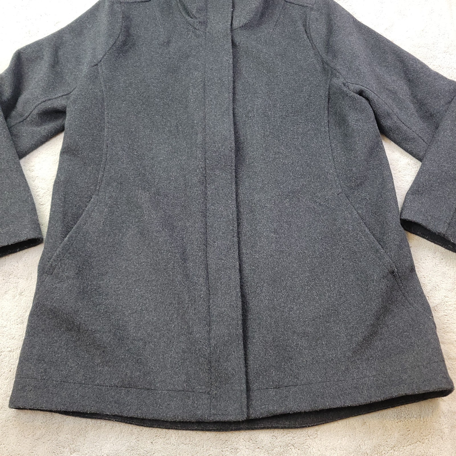 Pendleton Wool Cascade Campbell Peacoat Womens Large Gray Glacier Striped Lining