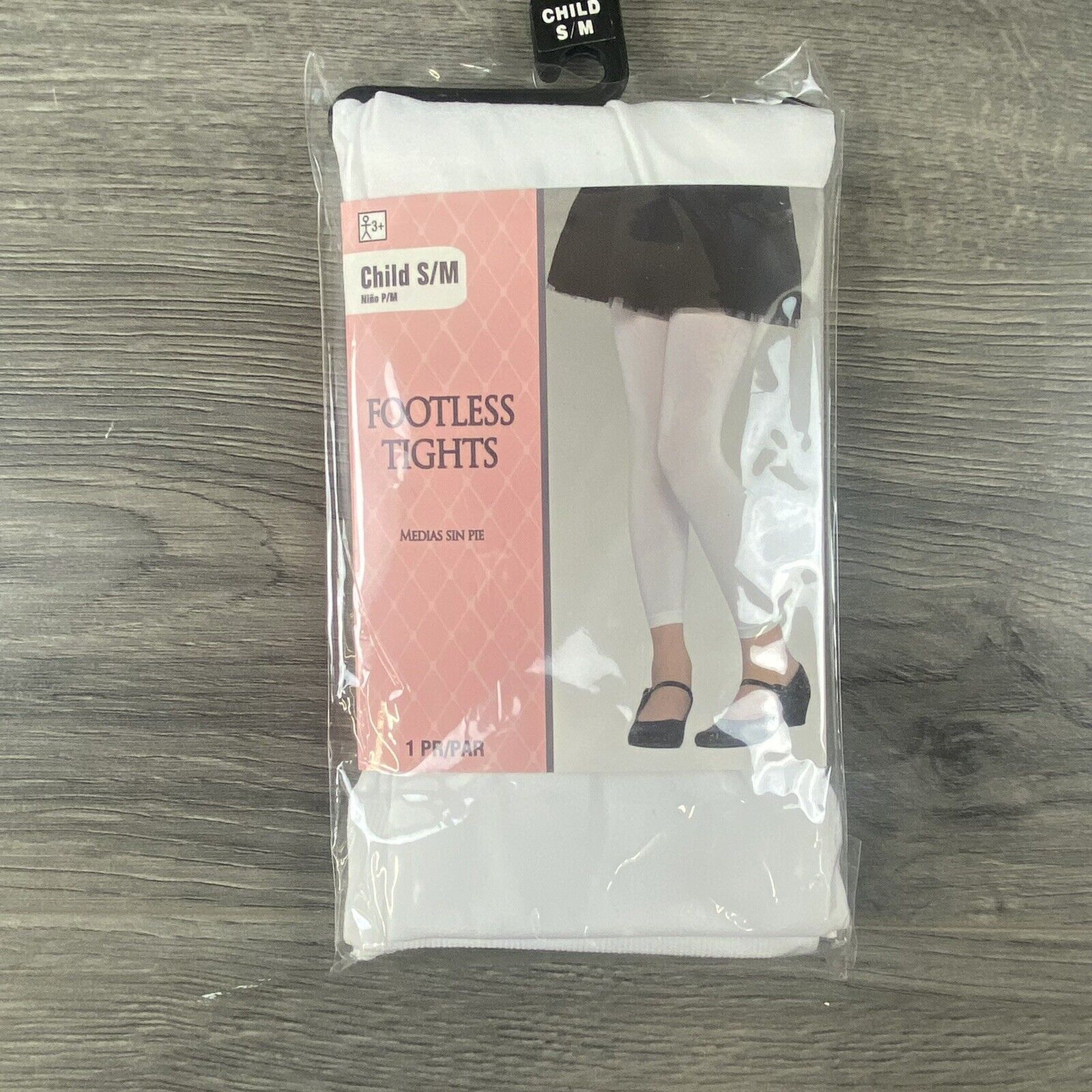White Footless Tights Christmas School Halloween Dress Up Child Size S/M Amscan