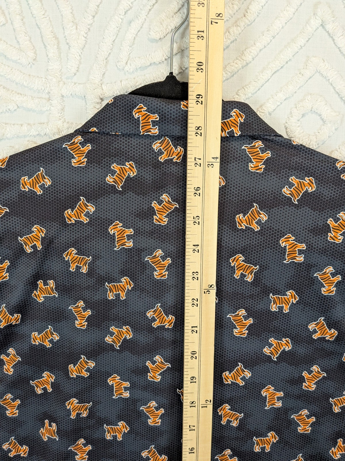 Waggle The Goat Polo Shirt Tiger Mens Medium Black Orange Performance