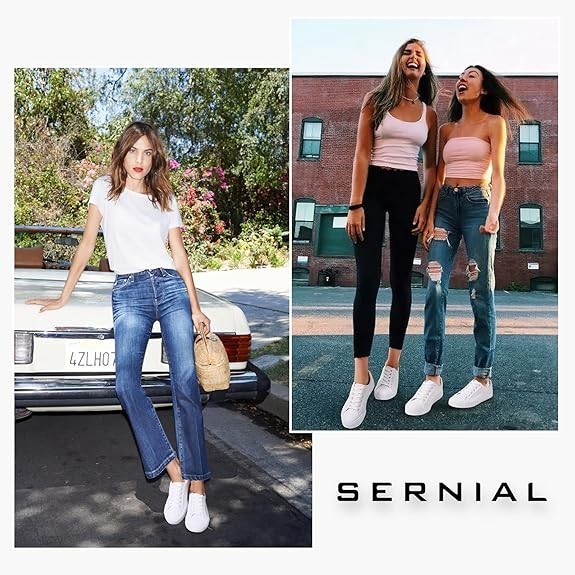 Womens White Tennis Shoes PU Leather Sneakers Casual Walking Shoes
