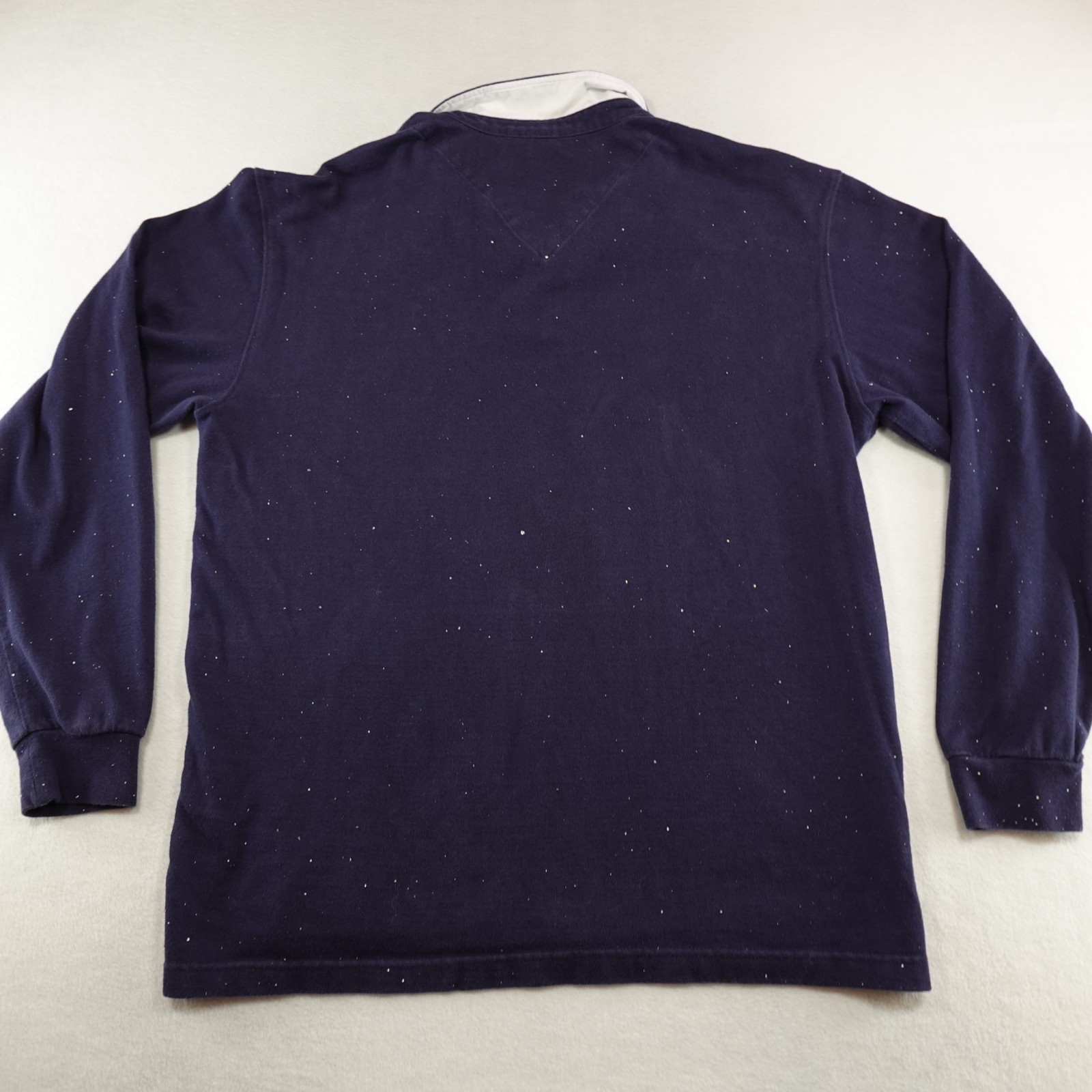 Beanpole Jeans L 105cm Rugby Pullover Large Bike Logo Splatter Flaws