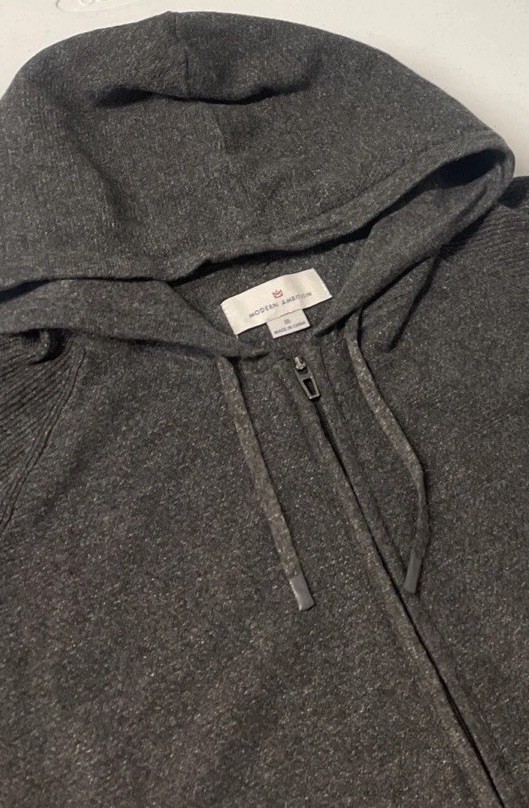 MODERN AMBITION Mens Full Zip Hooded Sweater Hoodie Jacket DARK GRAY MEDIUM