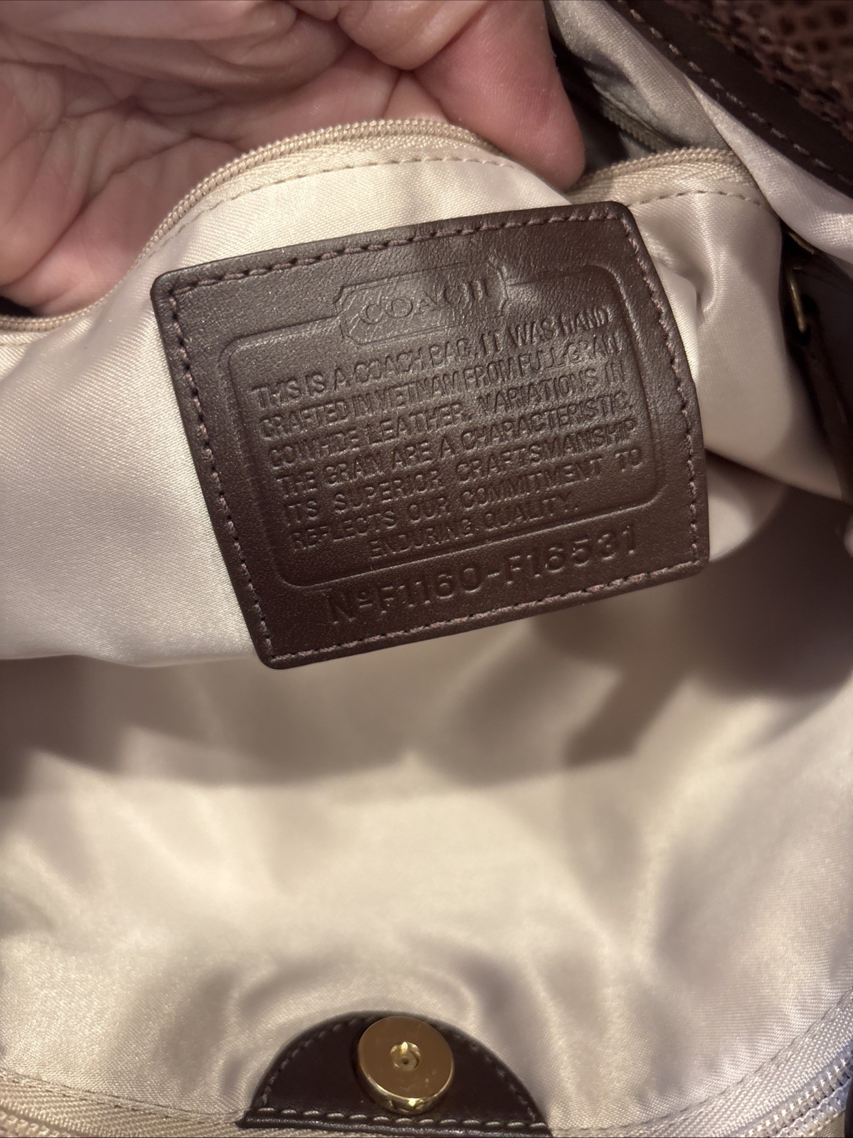 Coach Penelope Leather Carryall Snakeskin Accent Turn lock Bag F16531