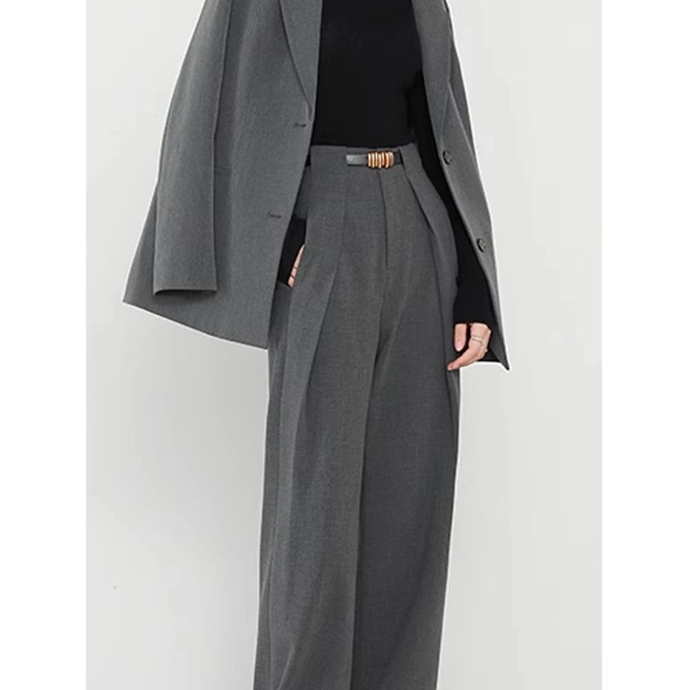 Commense Middle Waist Solid Pocket Gray Dress Pant Professional Attire casual XS