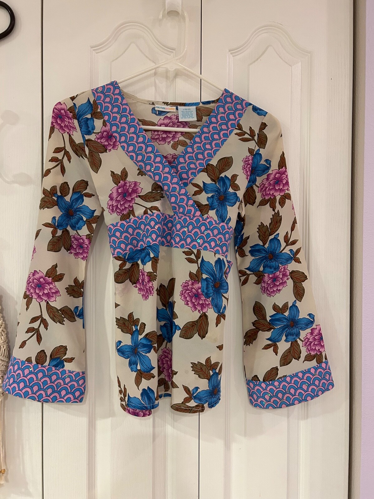 Mary-Kate and Ashley Junior Pink Long Slv Boho Barbie Paisley Top Tinic SZ XL