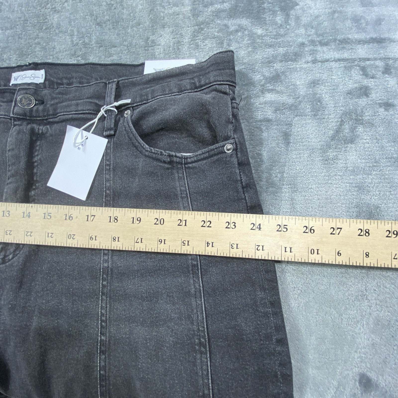 Jessica Simpson Myrtle Barrel Leg Jeans Women 18W Faded Black Wash Boho NEW