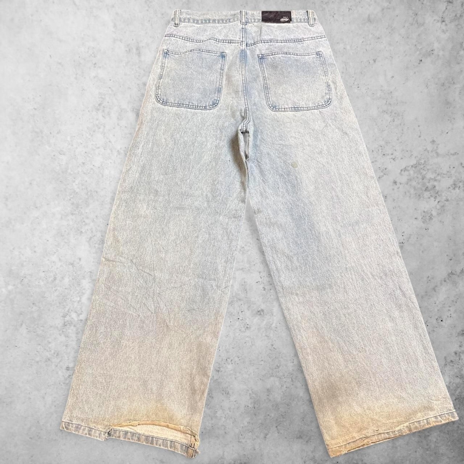 Y2K Scuffers Co Baggy Jeans Light Wash Red Swallow Embroidery 33×33
