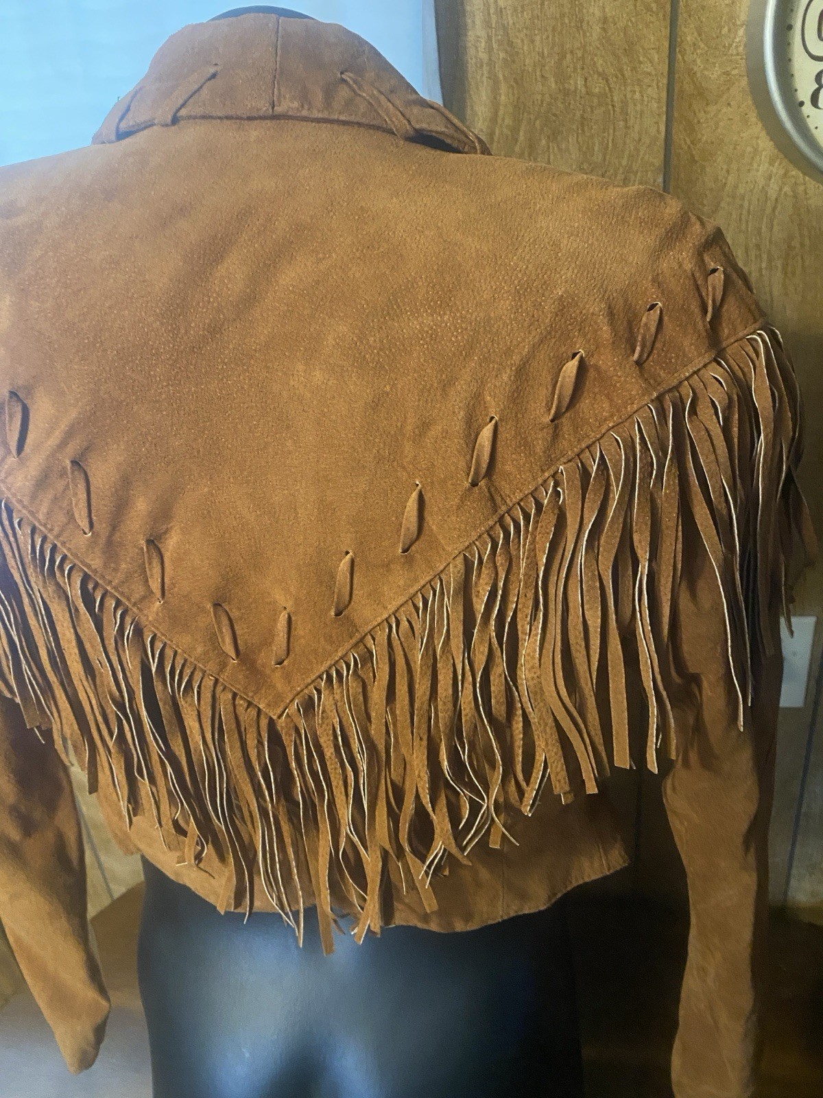 VTG Phoenix Suede Fringe Leather Cropped Jacket Womens M Western Distressed USA