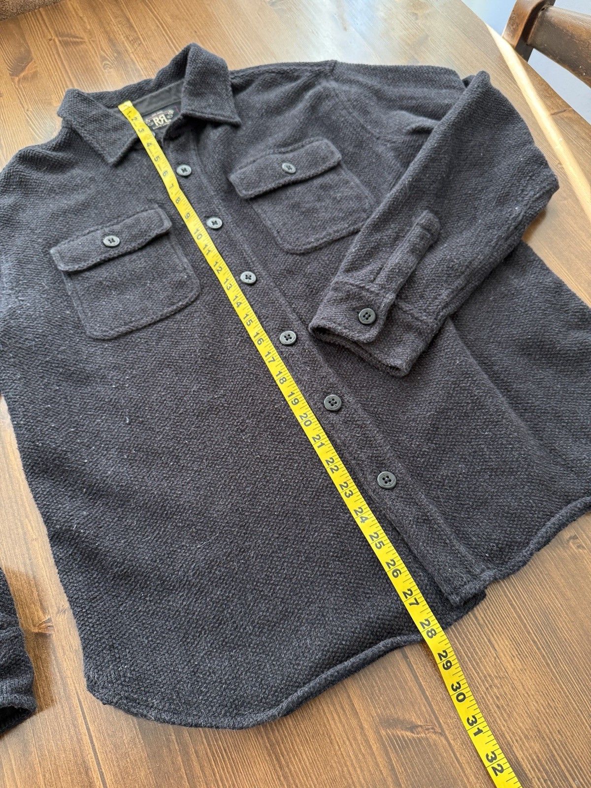Double RL RRL Ralph Lauren Black Button-Down Shirt Jacket – Mens – Large
