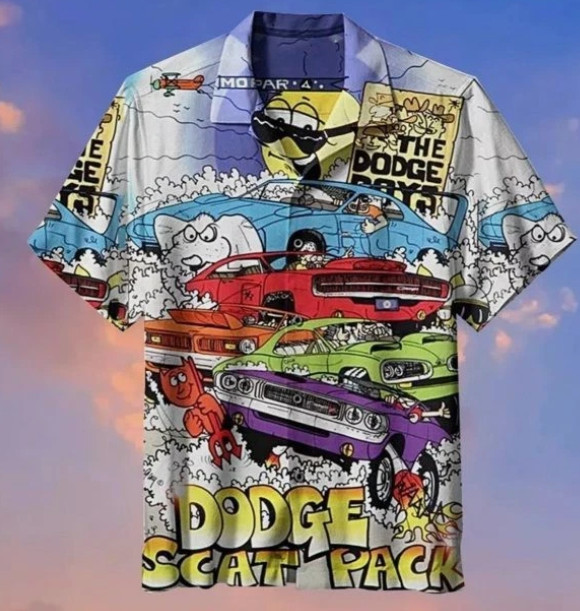 Dodge Hawaiian Shirt H2, Summer Shirt, Unisex Adult, Full Siz